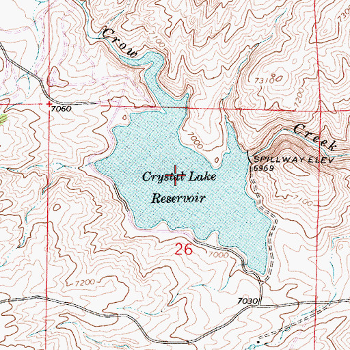 Topographic Map of Crystal Lake Reservoir, WY