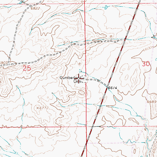 Topographic Map of Cumberland Cemetery, WY