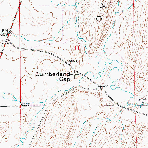 Topographic Map of Cumberland Gap, WY