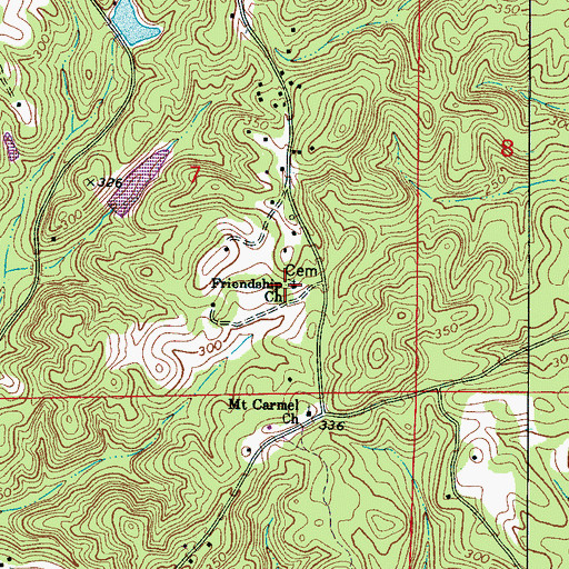 Topographic Map of Friendship Cemetery, AL