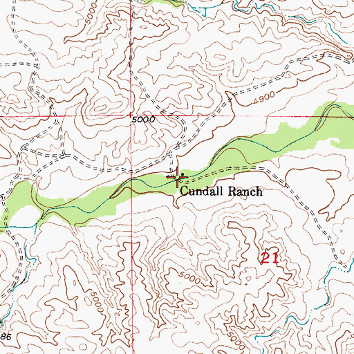 Topographic Map of Cundall Ranch, WY