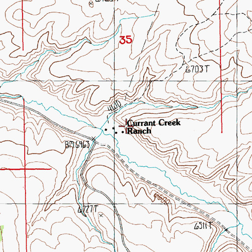 Topographic Map of Currant Creek Ranch, WY