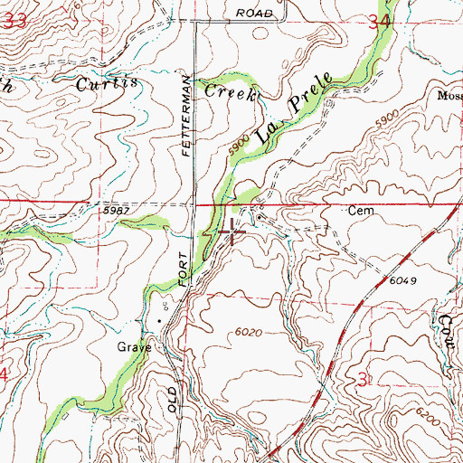 Topographic Map of Curtis Creek, WY