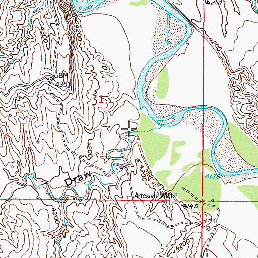Topographic Map of Curtis Draw, WY