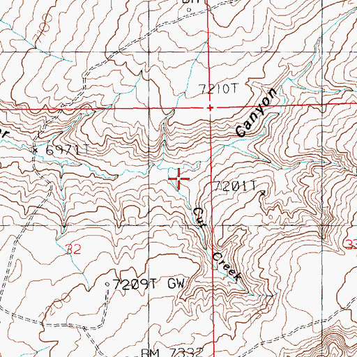 Topographic Map of Cut Creek, WY