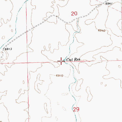 Topographic Map of Cut Reservoir, WY
