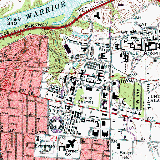 Topographic Map of Gorgas-Manley Historic District, AL