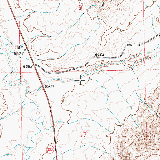 Topographic Map of Cutthroat Draw, WY