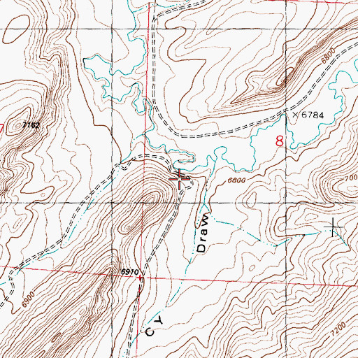 Topographic Map of Cy Draw, WY