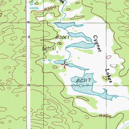 Topographic Map of Cygnet Lakes, WY