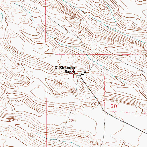 Topographic Map of D Kirkbride Ranch, WY