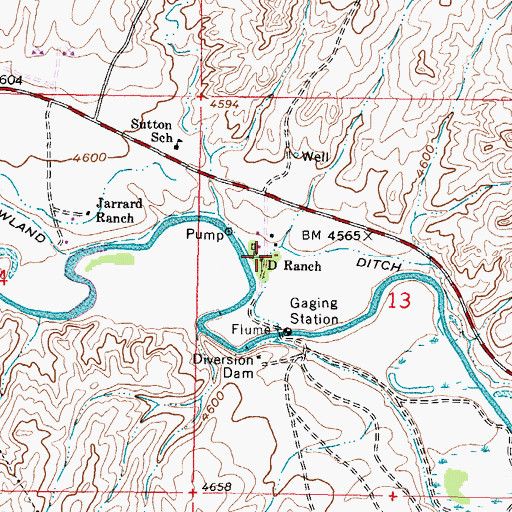 Topographic Map of D Ranch, WY