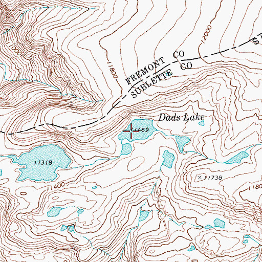 Topographic Map of Dads Lake, WY