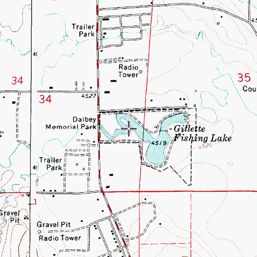 Topographic Map of Dalbey Memorial Park, WY