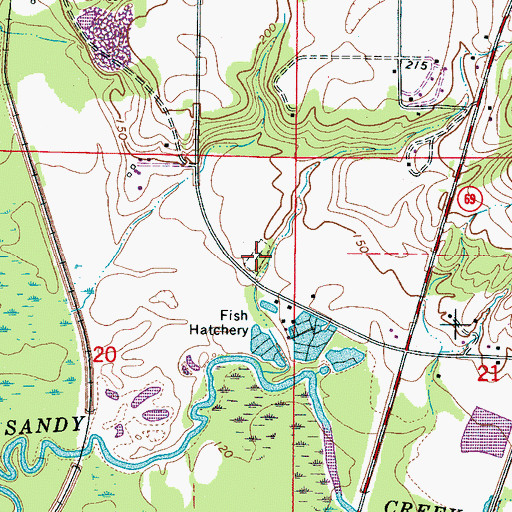 Topographic Map of Hulls Cemetery, AL