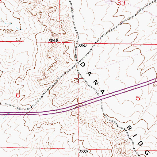 Topographic Map of Dana Ridge, WY