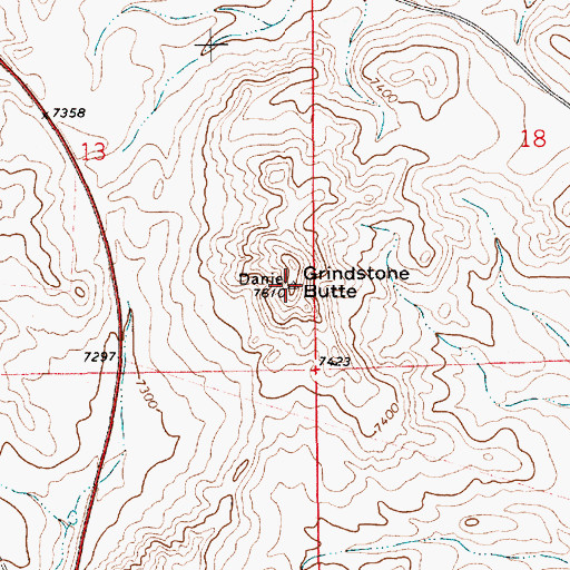 Topographic Map of Daniel Grindstone Butte, WY