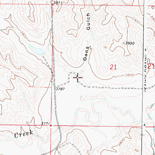 Topographic Map of Dans Gulch, WY