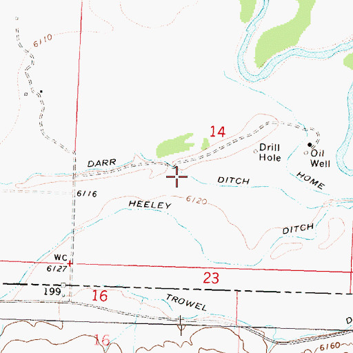Topographic Map of Darr Ditch, WY