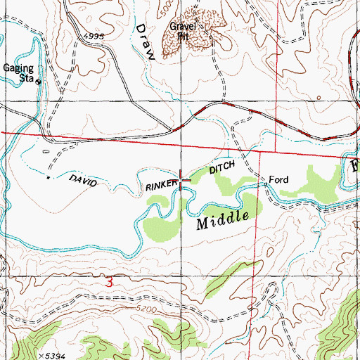 Topographic Map of David Kinker Ditch, WY