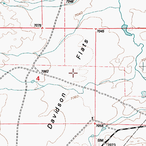 Topographic Map of Davidson Flats, WY