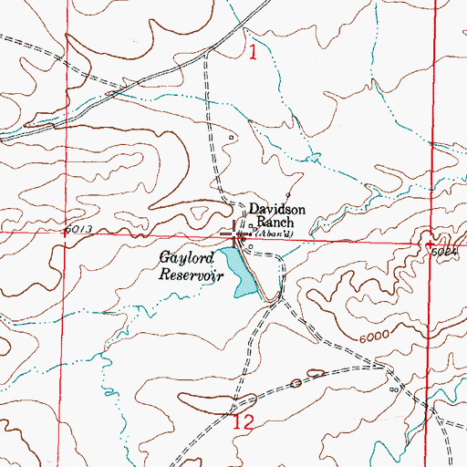 Topographic Map of Davidson Ranch, WY