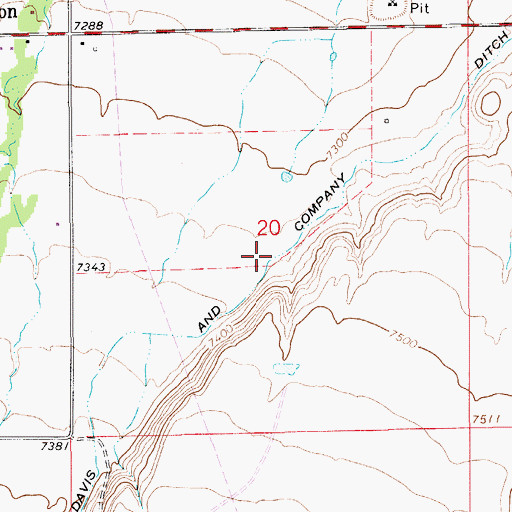 Topographic Map of Davis and Company Ditch, WY