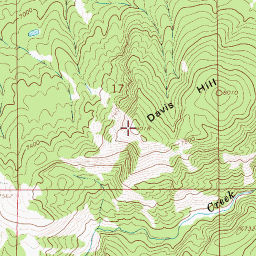 Topographic Map of Davis Hill, WY