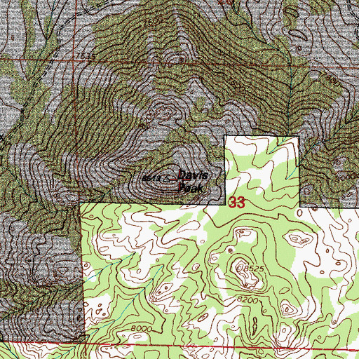 Topographic Map of Davis Peak, WY
