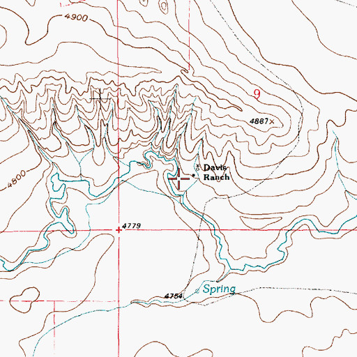 Topographic Map of Davis Ranch, WY