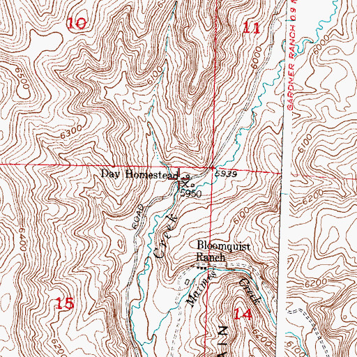 Topographic Map of Day Homestead, WY