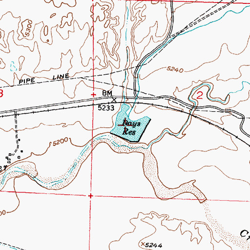 Topographic Map of Days Reservoir, WY