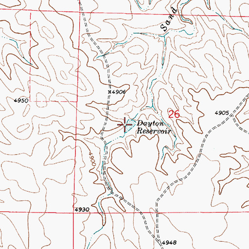 Topographic Map of Dayton Reservoir, WY