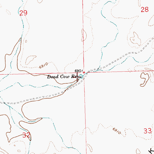 Topographic Map of Dead Cow Reservoir, WY
