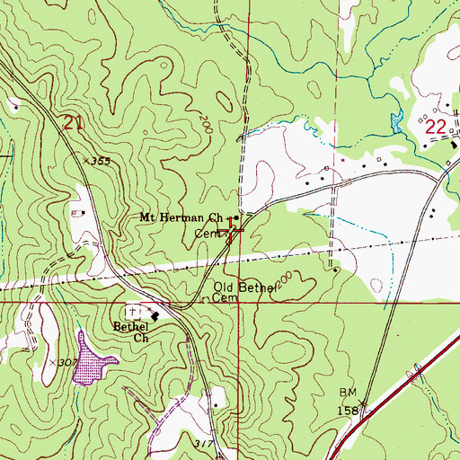 Topographic Map of Mount Herman Cemetery, AL