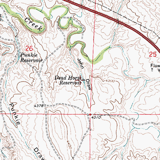 Topographic Map of Dead Horse Reservoir, WY