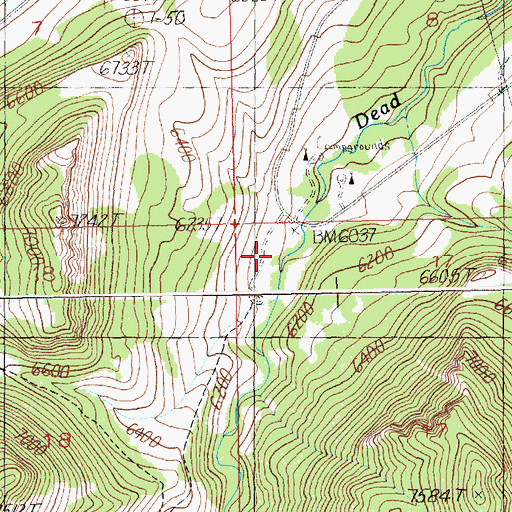 Topographic Map of Dead Indian Campground, WY
