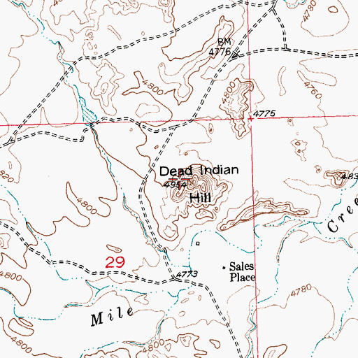 Topographic Map of Dead Indian Hill, WY
