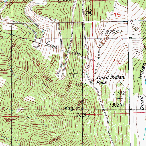 Topographic Map of Dead Indian Pass, WY