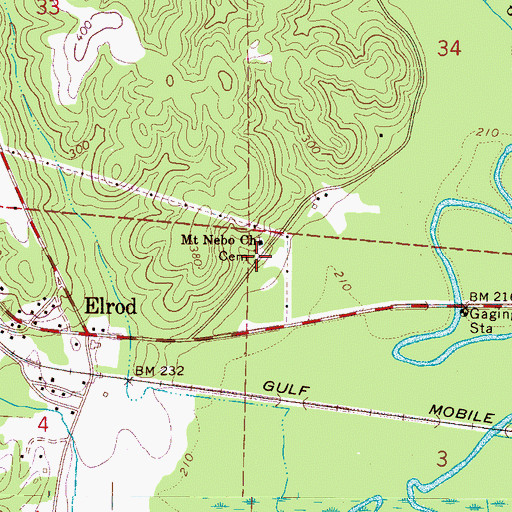 Topographic Map of Mount Nebo Cemetery, AL