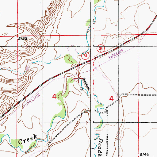 Topographic Map of Deadhead Creek, WY