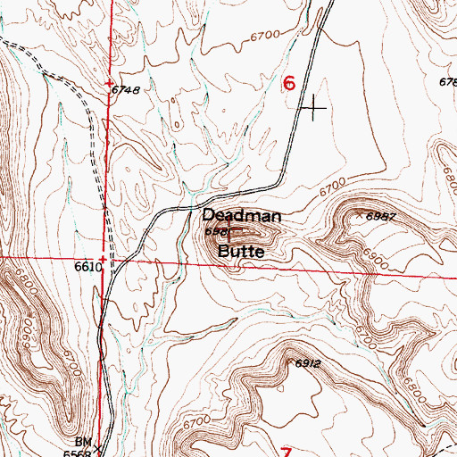 Topographic Map of Deadman Butte, WY