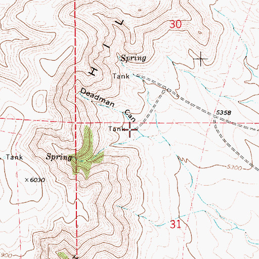 Topographic Map of Deadman Canyon, WY