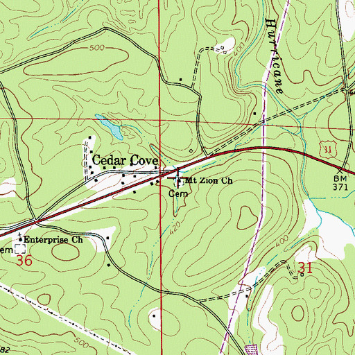Topographic Map of Mount Zion Cemetery, AL