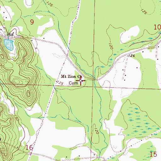 Topographic Map of Mount Zion Cemetery, AL