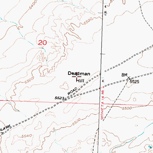 Topographic Map of Deadman Hill, WY