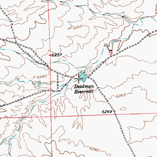 Topographic Map of Deadman Reservoir, WY
