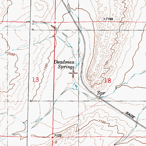 Topographic Map of Deadman Springs, WY