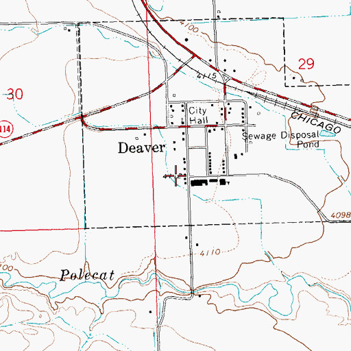 Topographic Map of Deaver, WY