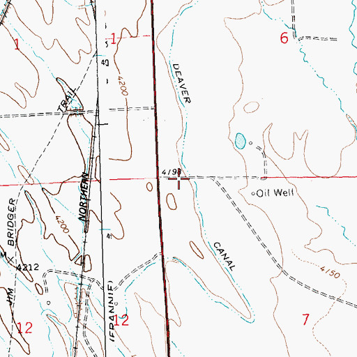 Topographic Map of Deaver Canal, WY